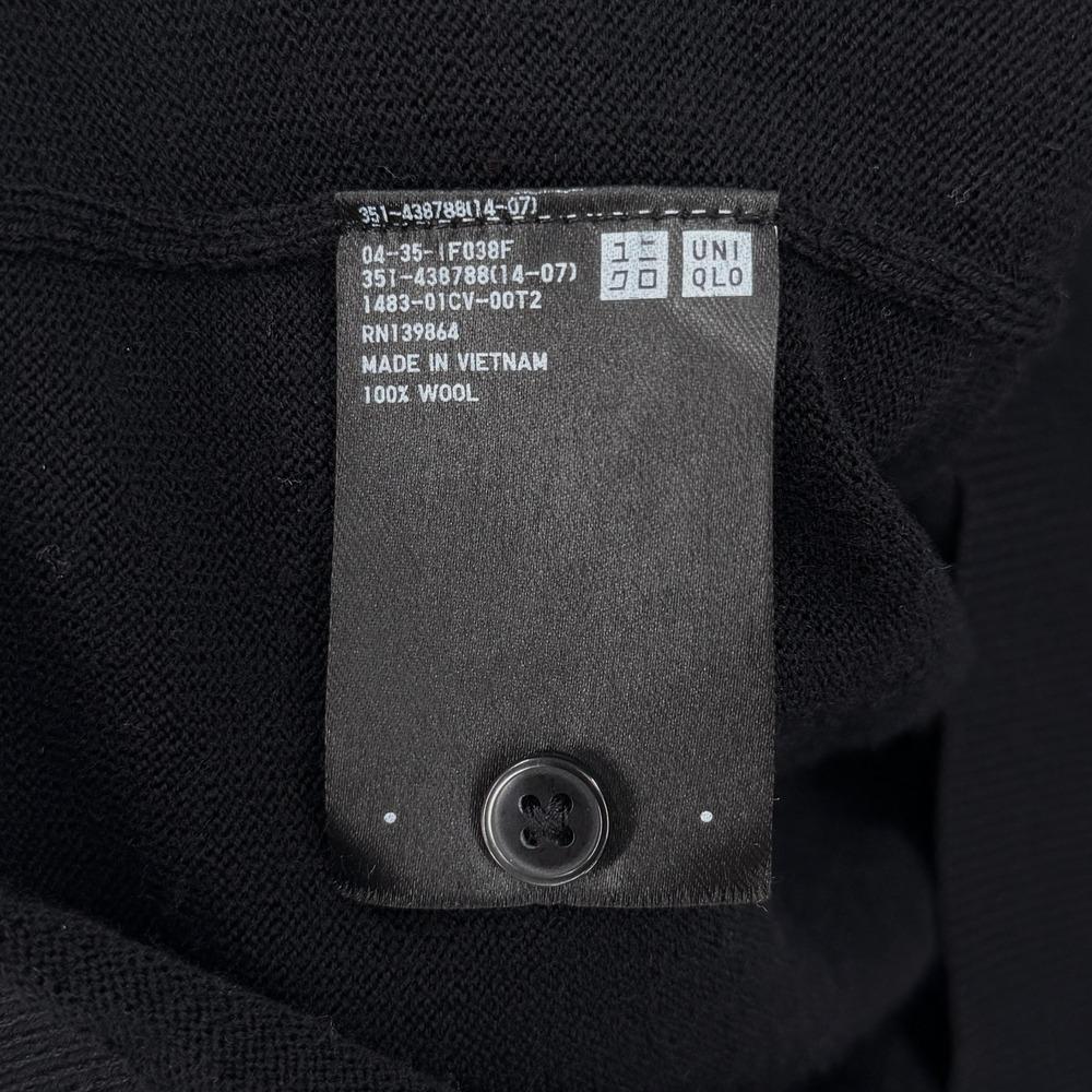 Uniqlo Polo Sweater Women Extra Small Black Wool Long Sleeve Knit Top - Picture 11 of 13